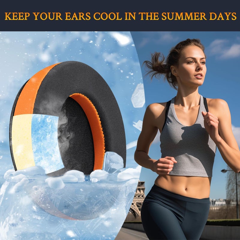 SoloWIT Cooling Gel Replacement Earpads Cushions for HyperX Cloud 1/2/3/Pro/Core, Cloud Alpha/Flight/Stinger Series, CloudX Stinger/Flight Series Headset - Orange - Image 4